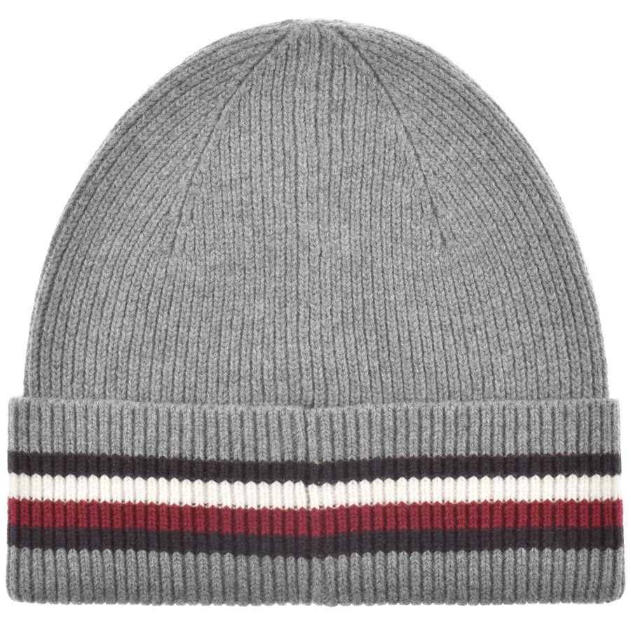 Tommy Hilfiger Essential Flag Beanie Hat Grey Mainline Menswear Australia